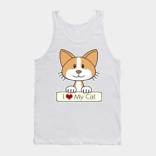 Orange and White Cat - I Love My Cat Tank Top